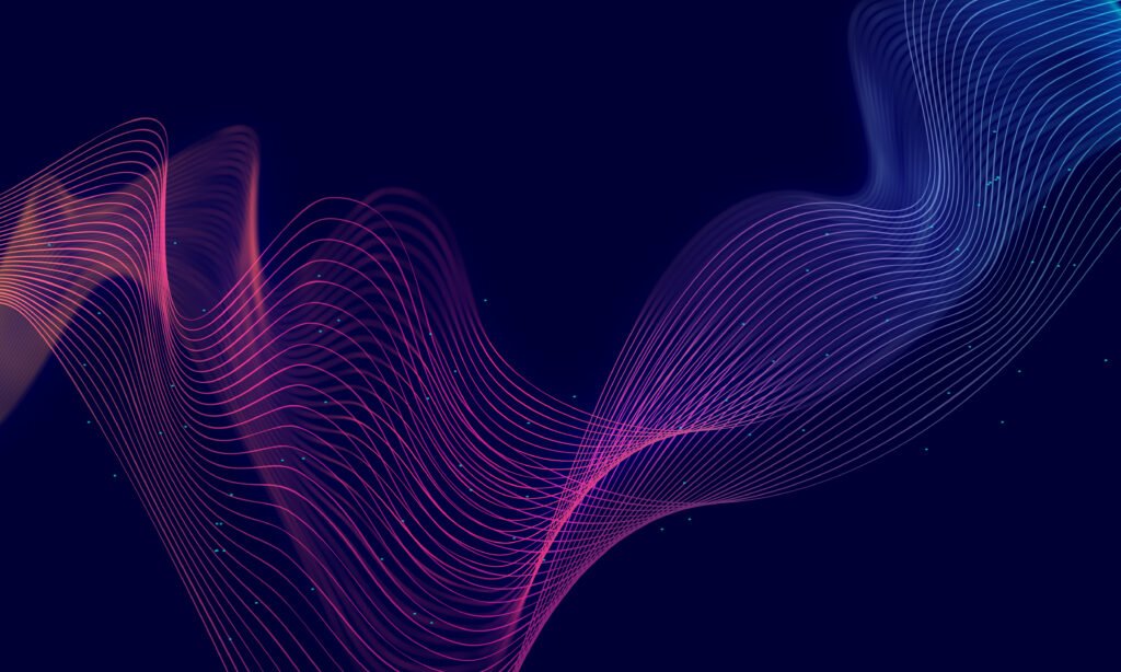 abstract wave technology background with blue light smooth and f